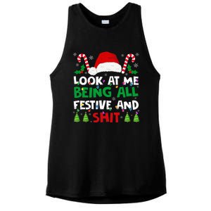 Christmas Look At Me Being All Festive And Shits Humorous Ladies PosiCharge Tri-Blend Wicking Tank