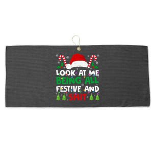 Christmas Look At Me Being All Festive And Shits Humorous Large Microfiber Waffle Golf Towel