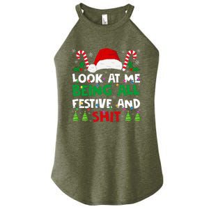 Christmas Look At Me Being All Festive And Shits Humorous Women's Perfect Tri Rocker Tank