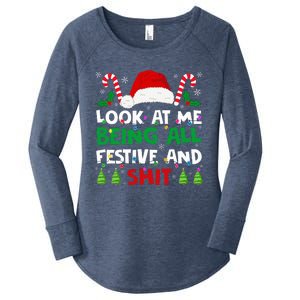 Christmas Look At Me Being All Festive And Shits Humorous Women's Perfect Tri Tunic Long Sleeve Shirt