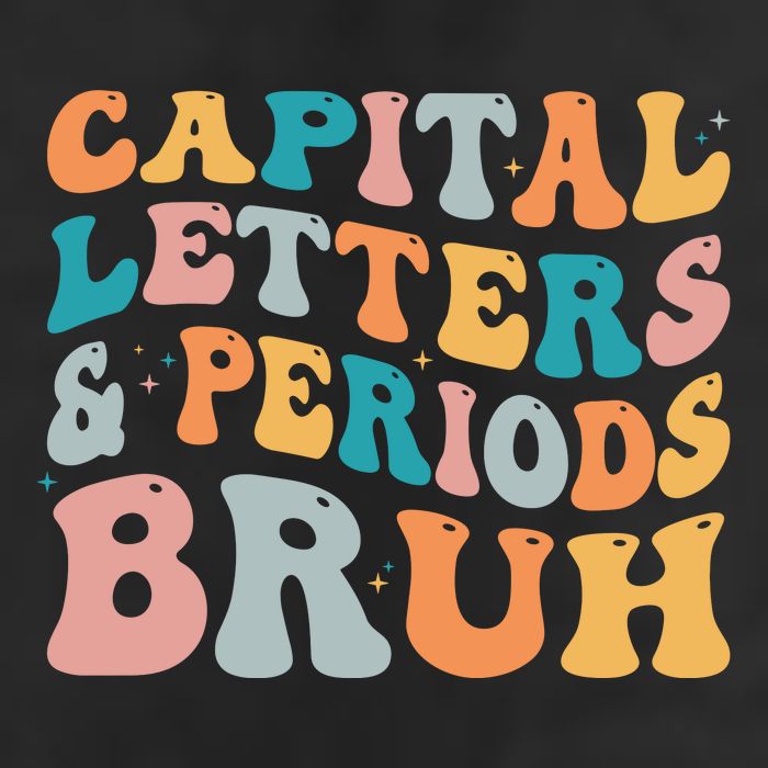Capital Letters And Periods Bruh Ela Teacher Funny Adult Drive Performance Visor