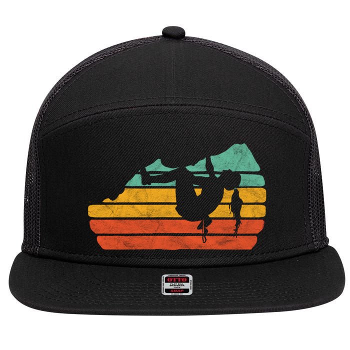 Climb Like A Girl Rock Climbing And Bouldering Retro Gift 7 Panel Mesh Trucker Snapback Hat