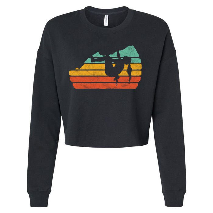 Climb Like A Girl Rock Climbing And Bouldering Retro Gift Cropped Pullover Crew