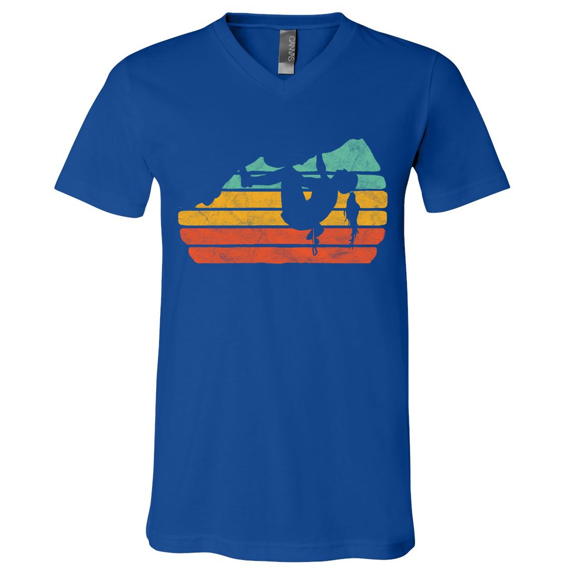 Climb Like A Girl Rock Climbing And Bouldering Retro Gift V-Neck T-Shirt