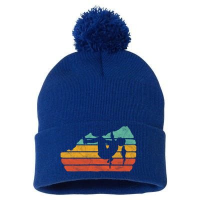 Climb Like A Girl Rock Climbing And Bouldering Retro Gift Pom Pom 12in Knit Beanie