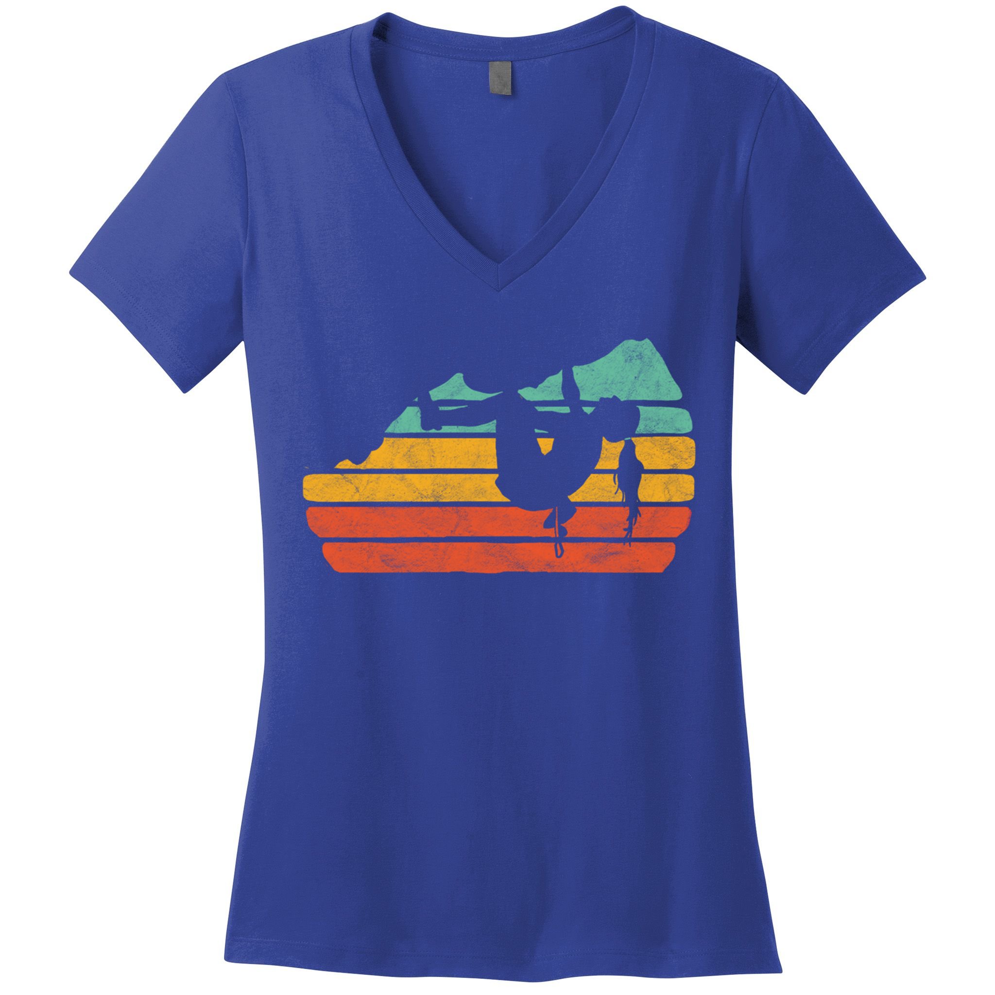Climb Like A Girl Rock Climbing And Bouldering Retro Gift Women's V-Neck T-Shirt
