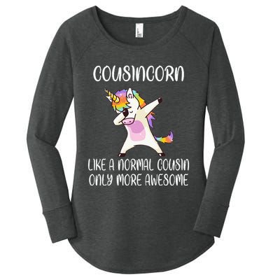 Cousincorn Like A Cousin Only Awesome Dabbing Unicorn Women's Perfect Tri Tunic Long Sleeve Shirt