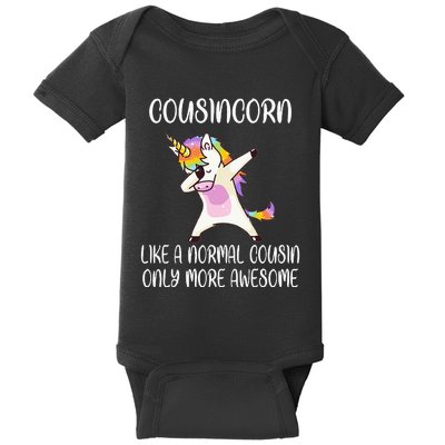 Cousincorn Like A Cousin Only Awesome Dabbing Unicorn Baby Bodysuit