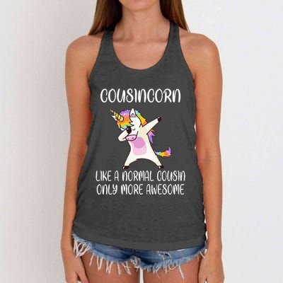 Cousincorn Like A Cousin Only Awesome Dabbing Unicorn Women's Knotted Racerback Tank