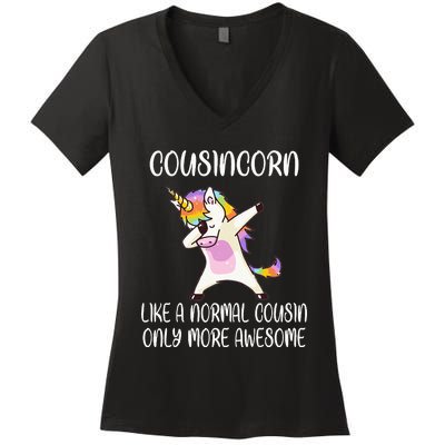 Cousincorn Like A Cousin Only Awesome Dabbing Unicorn Women's V-Neck T-Shirt