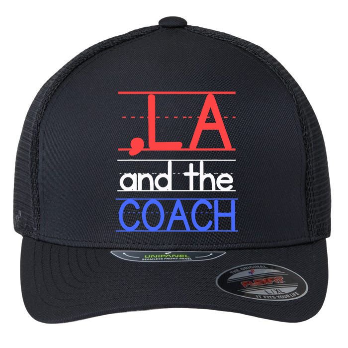 Comma La And The Coach Harris Walz 2024 Educators Flexfit Unipanel Trucker Cap