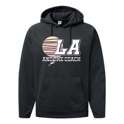 Comma La And The Coach Kamala Harris & Tim Walz Performance Fleece Hoodie