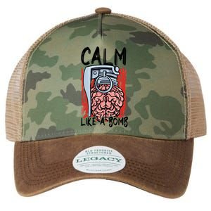 Calm Like A Bomb National Stress Awareness Month Grenade Gift Legacy Tie Dye Trucker Hat