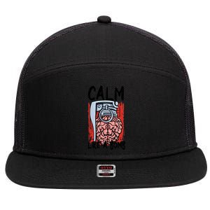 Calm Like A Bomb National Stress Awareness Month Grenade Gift 7 Panel Mesh Trucker Snapback Hat