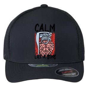 Calm Like A Bomb National Stress Awareness Month Grenade Gift Flexfit Unipanel Trucker Cap