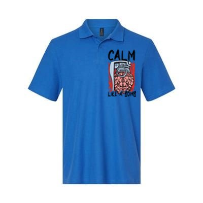 Calm Like A Bomb National Stress Awareness Month Grenade Gift Softstyle Adult Sport Polo