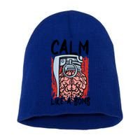 Calm Like A Bomb National Stress Awareness Month Grenade Gift Short Acrylic Beanie