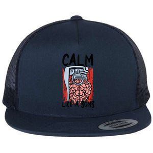 Calm Like A Bomb National Stress Awareness Month Grenade Gift Flat Bill Trucker Hat