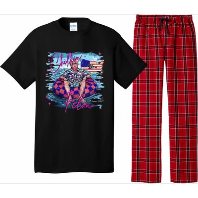 Chillin Like A Felon Retro Summer Funny Trump 2024 Pajama Set