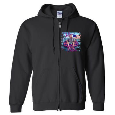 Chillin Like A Felon Retro Summer Funny Trump 2024 Full Zip Hoodie