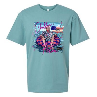 Chillin Like A Felon Retro Summer Funny Trump 2024 Sueded Cloud Jersey T-Shirt