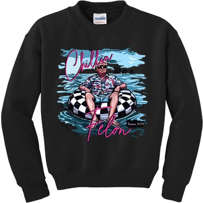 Chillin Like A Felon Funny Trump Trump Summer 2024 Kids Sweatshirt