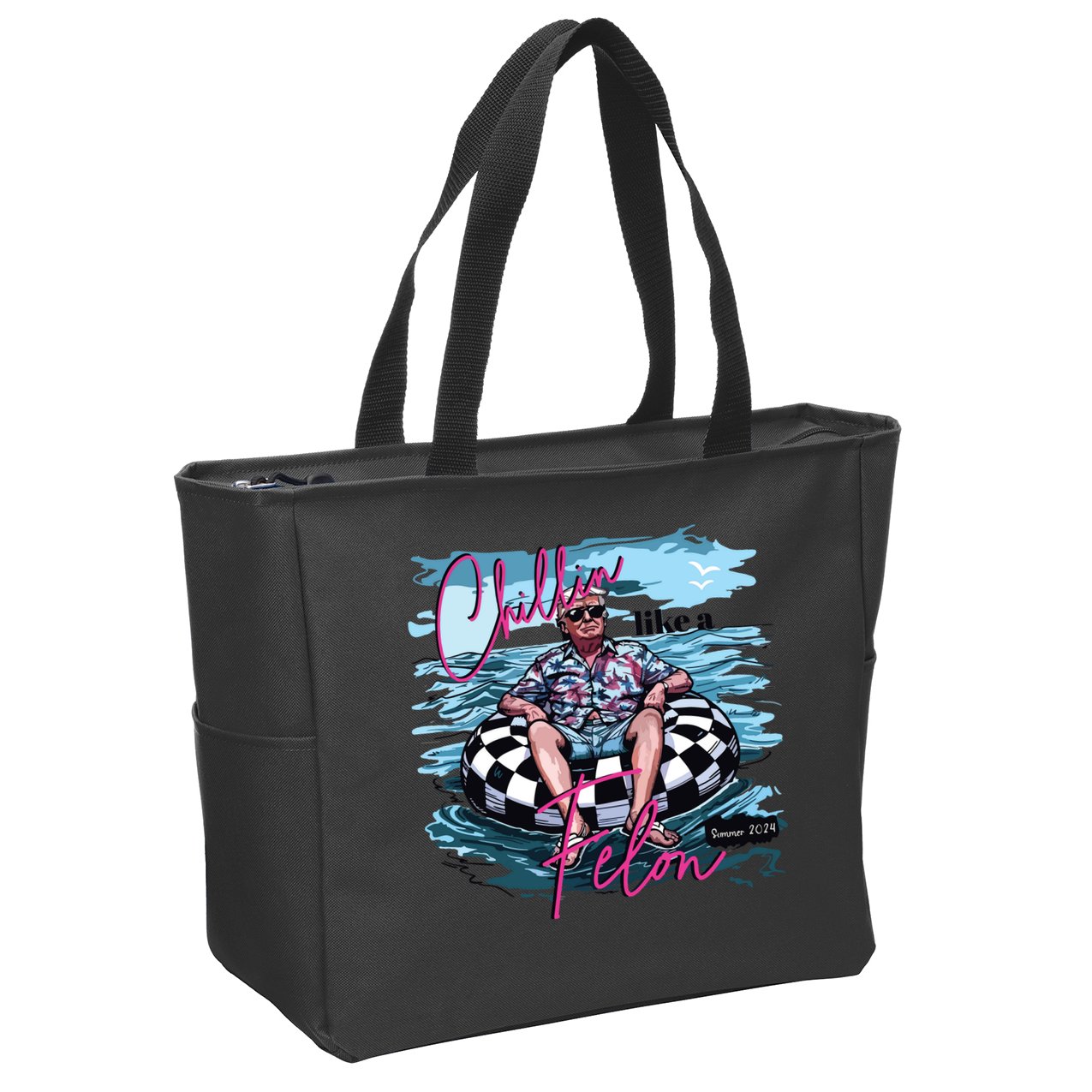 Chillin Like A Felon Funny Trump Trump Summer 2024 Zip Tote Bag