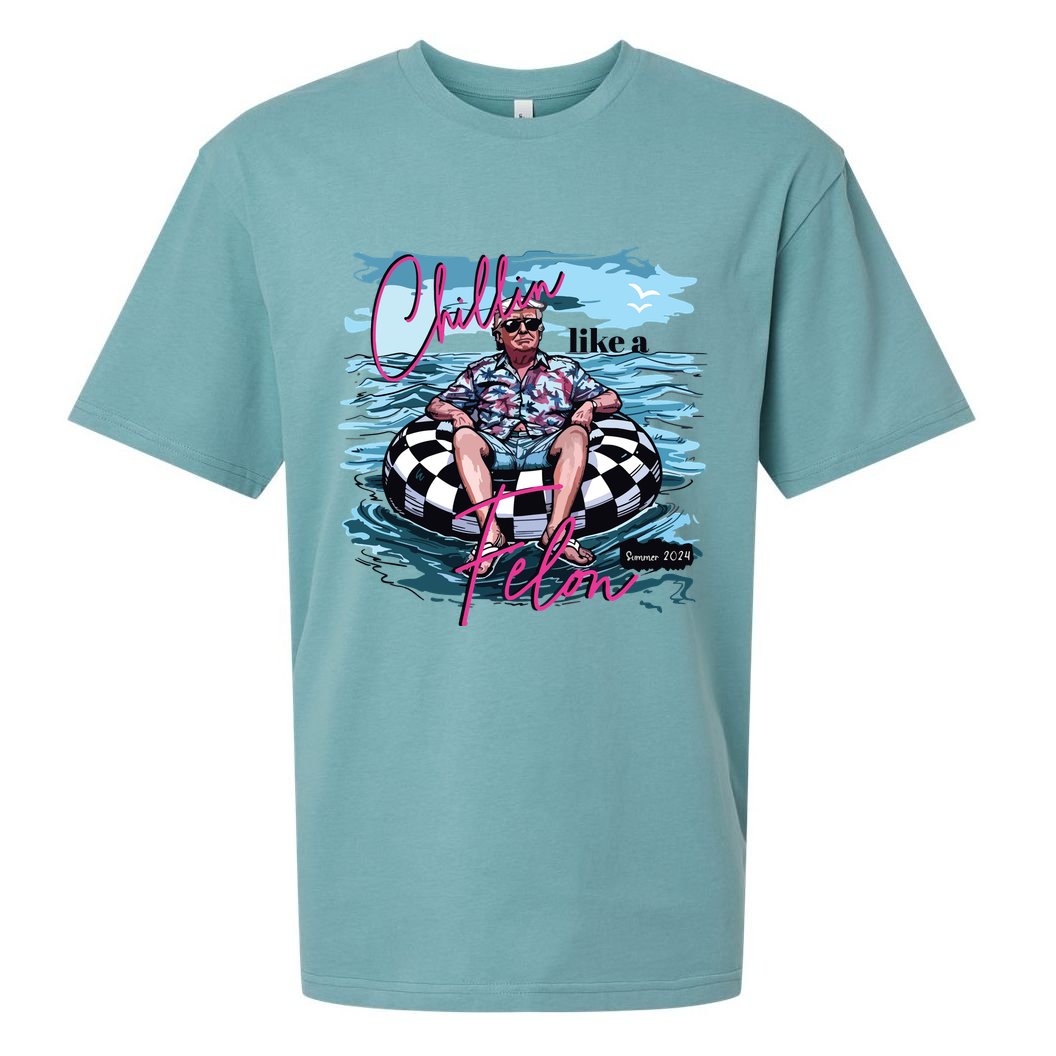 Chillin Like A Felon Funny Trump Trump Summer 2024 Sueded Cloud Jersey T-Shirt
