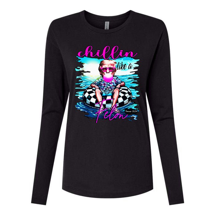 Chillin Like A Felon Retro Summer Funny Trump 2024 Womens Cotton Relaxed Long Sleeve T-Shirt