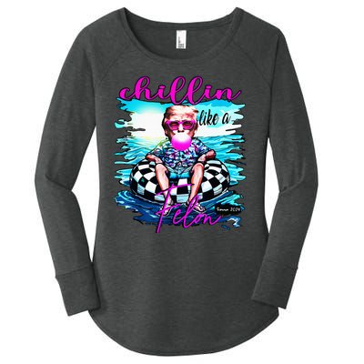 Chillin Like A Felon Retro Summer Funny Trump 2024 Women's Perfect Tri Tunic Long Sleeve Shirt