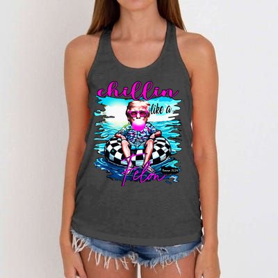 Chillin Like A Felon Retro Summer Funny Trump 2024 Women's Knotted Racerback Tank