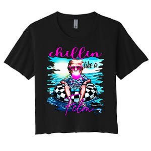 Chillin Like A Felon Retro Summer Funny Trump 2024 Women's Crop Top Tee