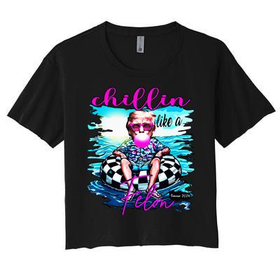 Chillin Like A Felon Retro Summer Funny Trump 2024 Women's Crop Top Tee