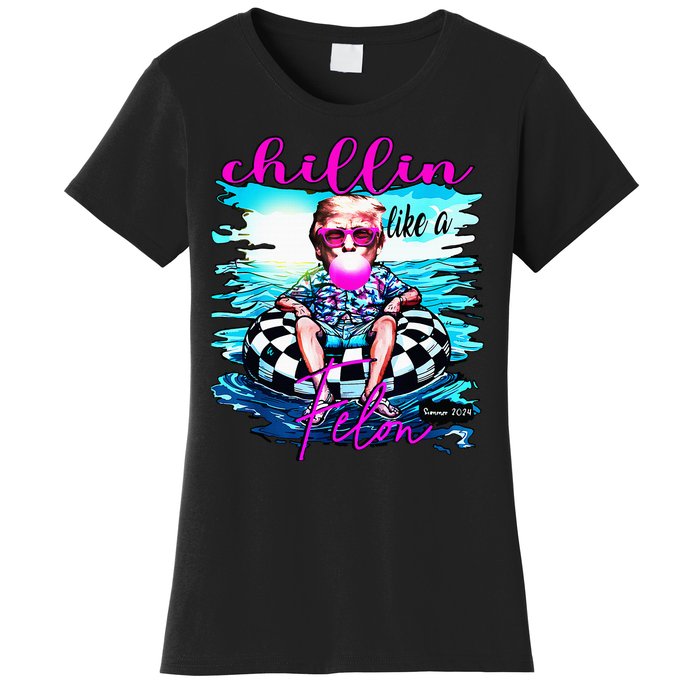 Chillin Like A Felon Retro Summer Funny Trump 2024 Women's T-Shirt