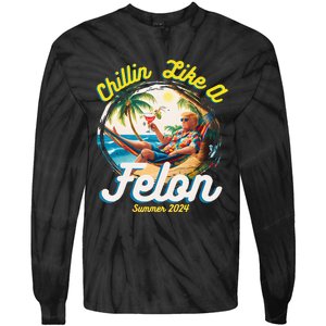 Chillin Like A Felon Trump 2024 Hawaiian Tie-Dye Long Sleeve Shirt