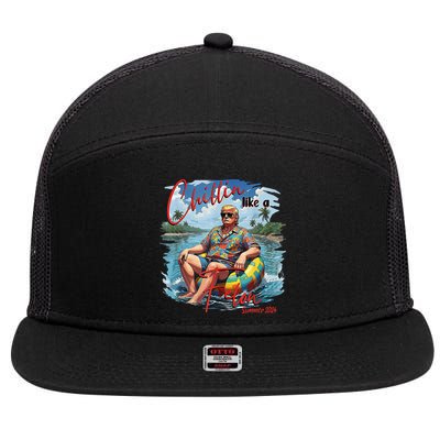 Chillin Like A Felon Summer 2024 7 Panel Mesh Trucker Snapback Hat
