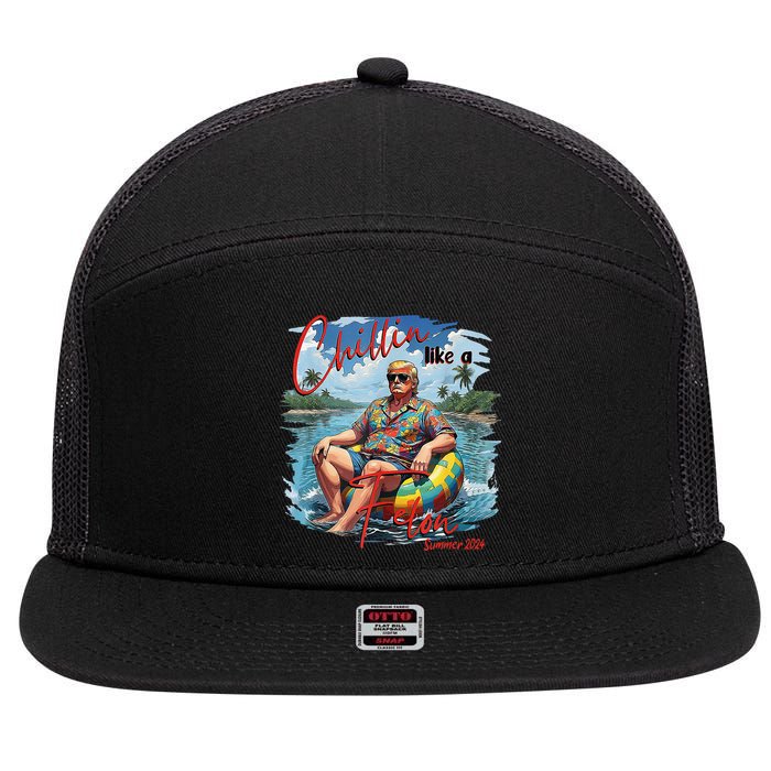 Chillin Like A Felon Summer 2024 7 Panel Mesh Trucker Snapback Hat