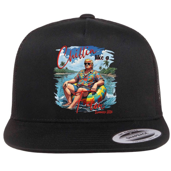 Chillin Like A Felon Summer 2024 Flat Bill Trucker Hat