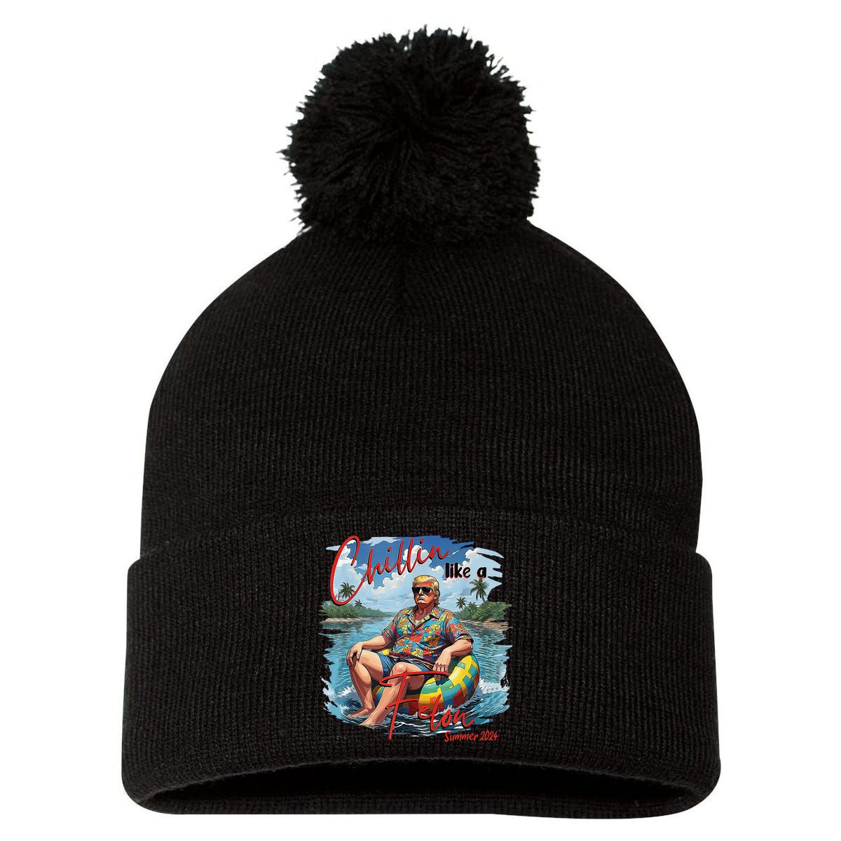 Chillin Like A Felon Summer 2024 Pom Pom 12in Knit Beanie