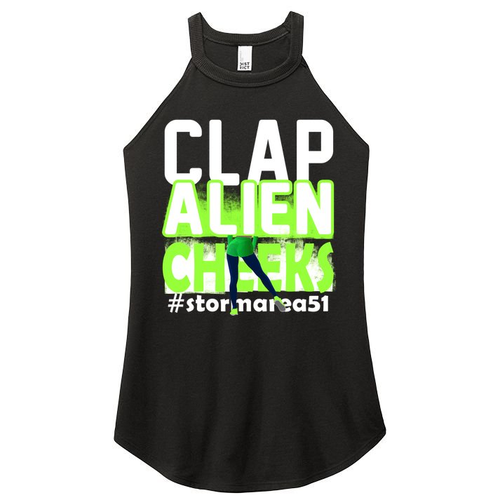 Clap Alien Cheeks Storm Area 51 Women's Perfect Tri Rocker Tank