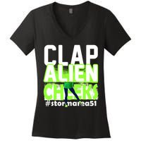 Clap Alien Cheeks Storm Area 51 Women's V-Neck T-Shirt