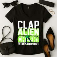 Clap Alien Cheeks Storm Area 51 Women's V-Neck T-Shirt