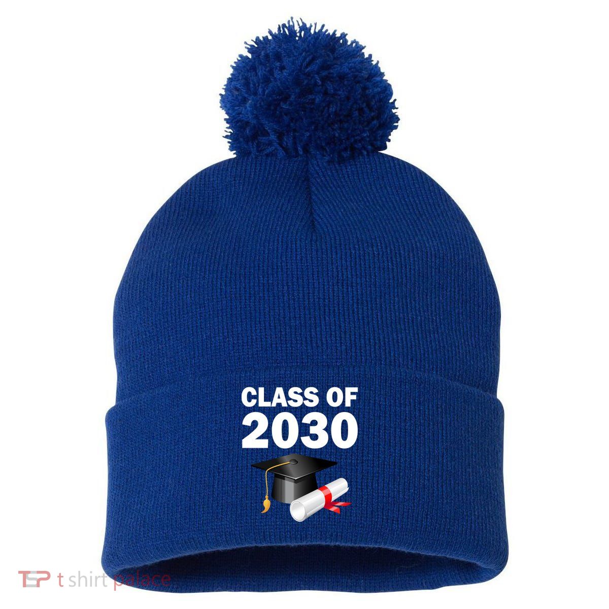 Class of 2030 Pom Pom 12in Knit Beanie