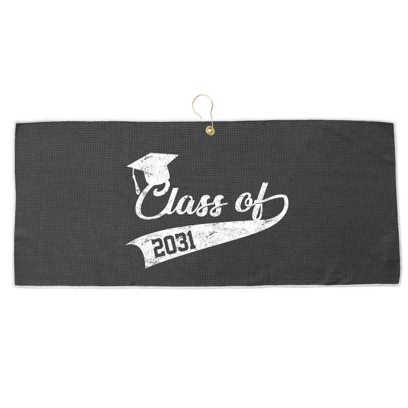 Class Of 2031 Graduate Large Microfiber Waffle Golf Towel