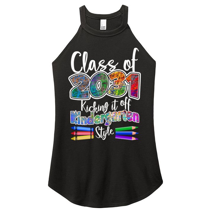 Class Of 2031 Kicking It Off Kindergarten Style Women's Perfect Tri Rocker Tank