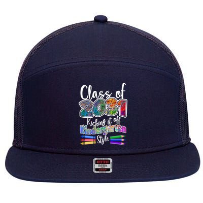 Class Of 2031 Kicking It Off Kindergarten Style 7 Panel Mesh Trucker Snapback Hat