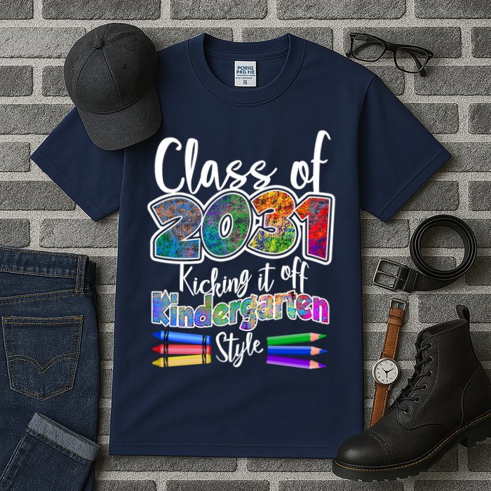 Class Of 2031 Kicking It Off Kindergarten Style Tall T-Shirt