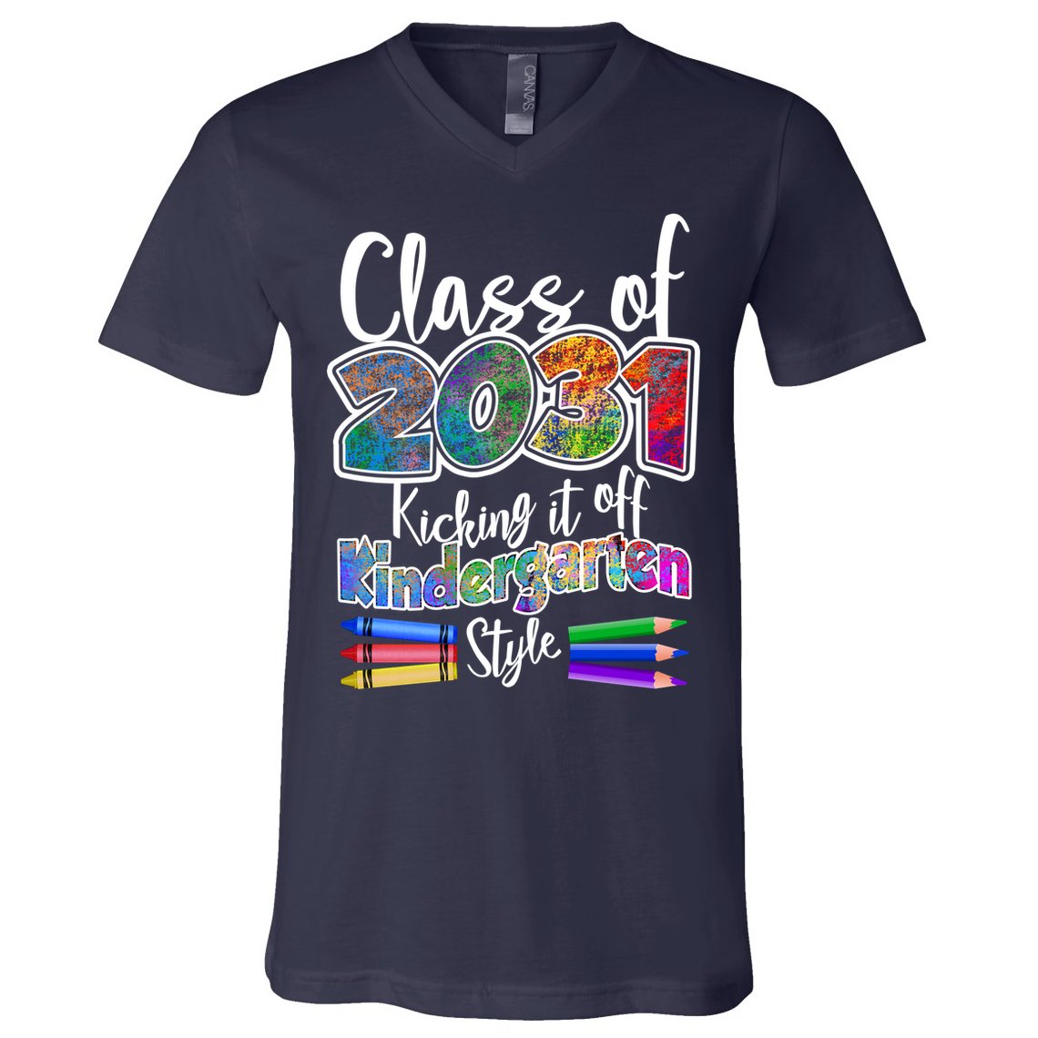 Class Of 2031 Kicking It Off Kindergarten Style V-Neck T-Shirt