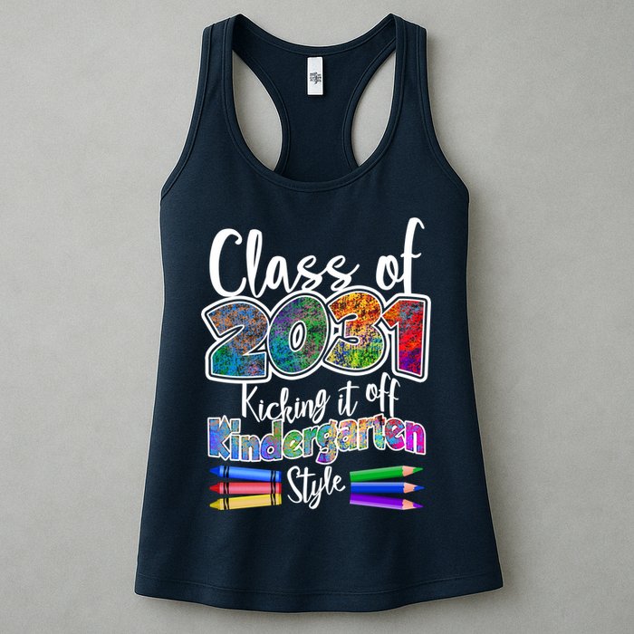 Class Of 2031 Kicking It Off Kindergarten Style Womens Tank Top