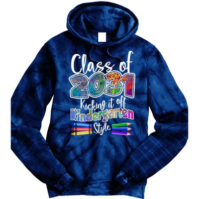 Class Of 2031 Kicking It Off Kindergarten Style Tie Dye Hoodie